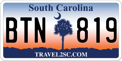 SC license plate BTN819