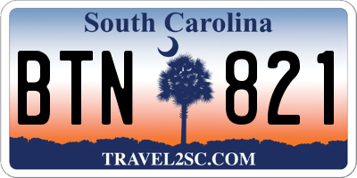 SC license plate BTN821
