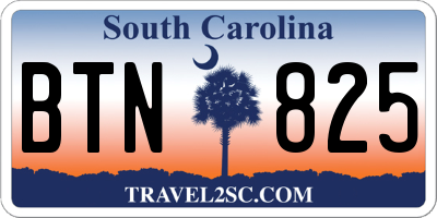 SC license plate BTN825