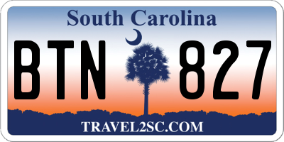 SC license plate BTN827