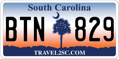SC license plate BTN829