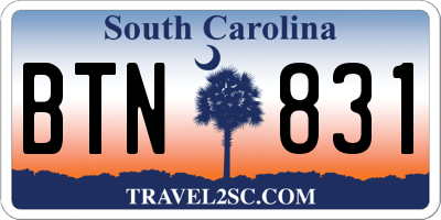 SC license plate BTN831