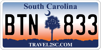 SC license plate BTN833