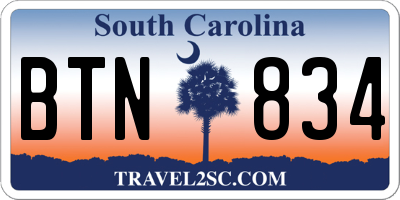 SC license plate BTN834