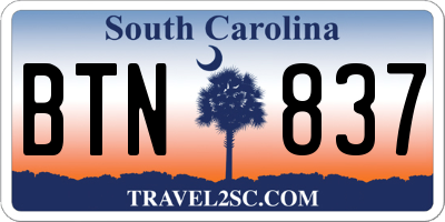 SC license plate BTN837