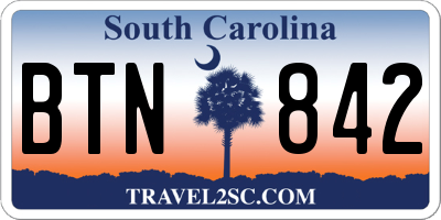 SC license plate BTN842