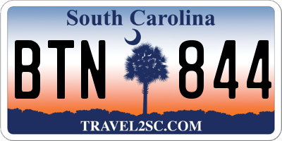 SC license plate BTN844