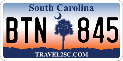 SC license plate BTN845