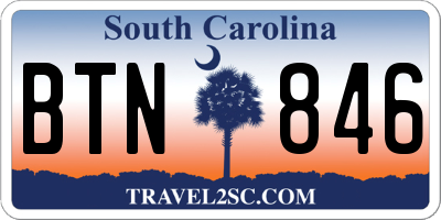 SC license plate BTN846