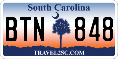 SC license plate BTN848