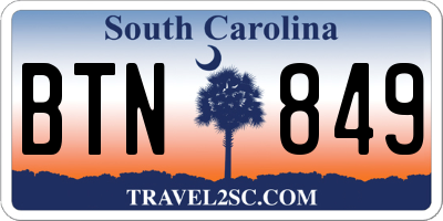 SC license plate BTN849
