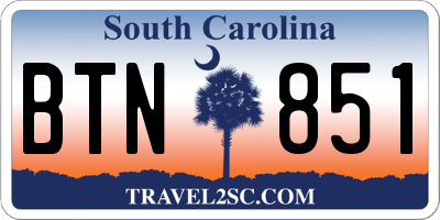 SC license plate BTN851