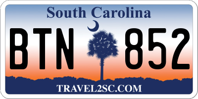 SC license plate BTN852