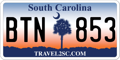 SC license plate BTN853