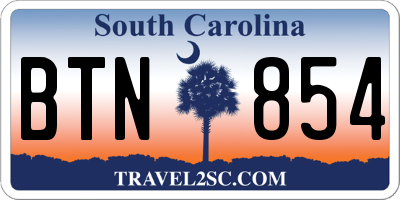 SC license plate BTN854