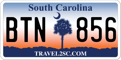 SC license plate BTN856