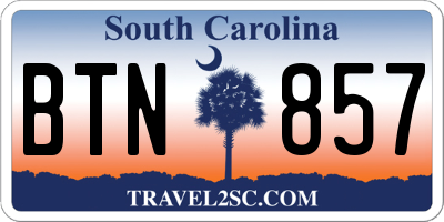 SC license plate BTN857