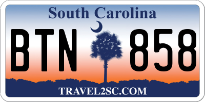 SC license plate BTN858