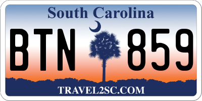SC license plate BTN859