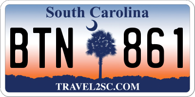 SC license plate BTN861