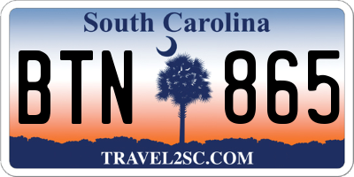 SC license plate BTN865
