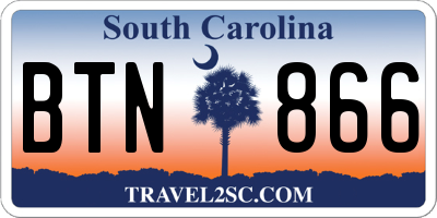 SC license plate BTN866