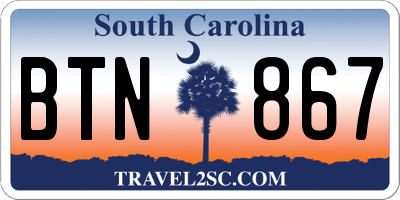 SC license plate BTN867