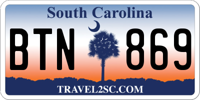 SC license plate BTN869