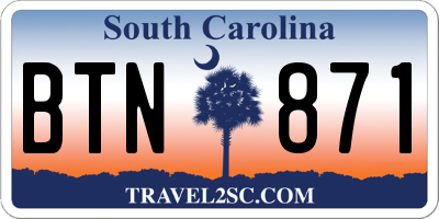 SC license plate BTN871