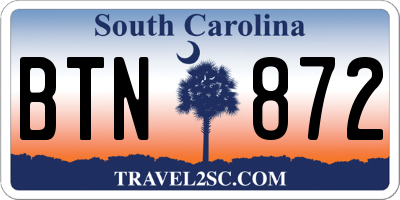 SC license plate BTN872