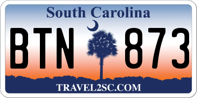 SC license plate BTN873