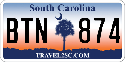 SC license plate BTN874