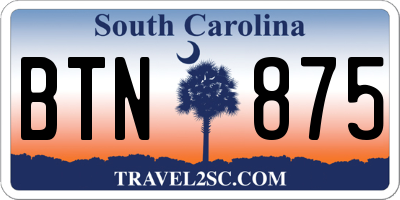 SC license plate BTN875