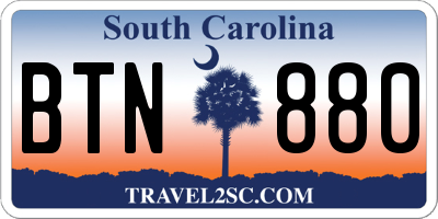 SC license plate BTN880