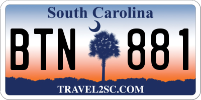 SC license plate BTN881