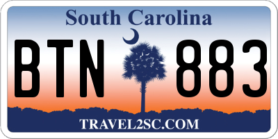 SC license plate BTN883