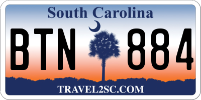 SC license plate BTN884