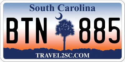 SC license plate BTN885