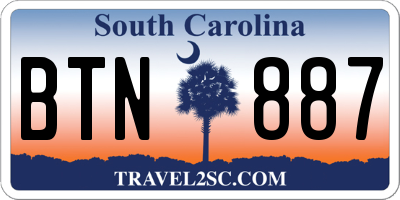 SC license plate BTN887