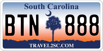 SC license plate BTN888