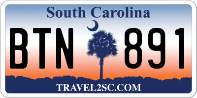 SC license plate BTN891