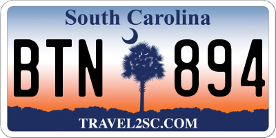 SC license plate BTN894