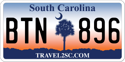 SC license plate BTN896