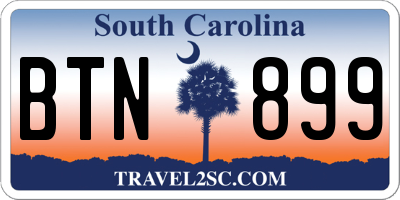 SC license plate BTN899