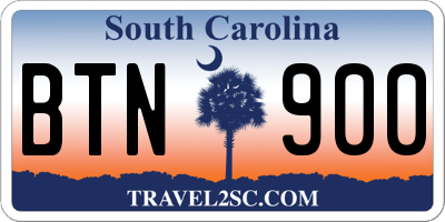 SC license plate BTN900
