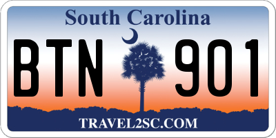 SC license plate BTN901