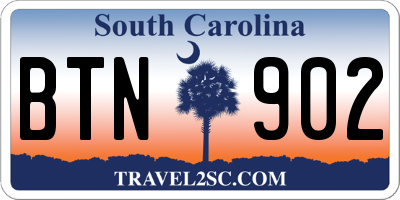 SC license plate BTN902