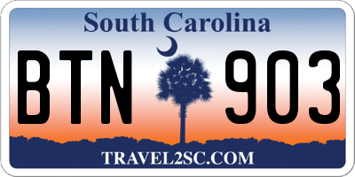 SC license plate BTN903