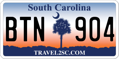 SC license plate BTN904