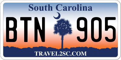 SC license plate BTN905